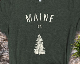 Maine Shirt, Distressed Maine Shirt, Maine 1820, Maine Tshirt, Maine Tee, ME Shirt