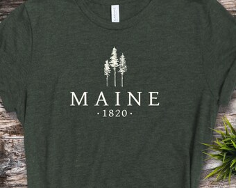 Maine Shirt, Maine 1820, Distressed Maine Shirt, Maine Tee, ME Shirt