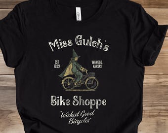 Miss Gulch Shirt, Miss Gulch's Bike Shop Shirt, Distressed Halloween Shirt, Vintage Halloween Shirt