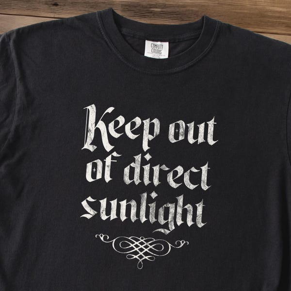 Vampire Shirt, Keep Out Of Direct Sunlight, Distressed Vampire Shirt, Halloween Vampire Shirt, Retro Vintage Vampire, Halloween Gift