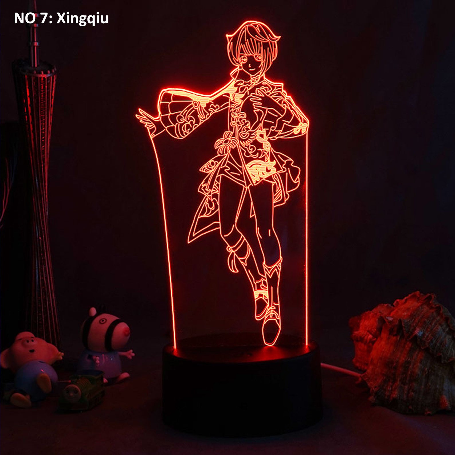 Genshin Impact Game Character LED Lamp Kid Bedroom Night Etsy