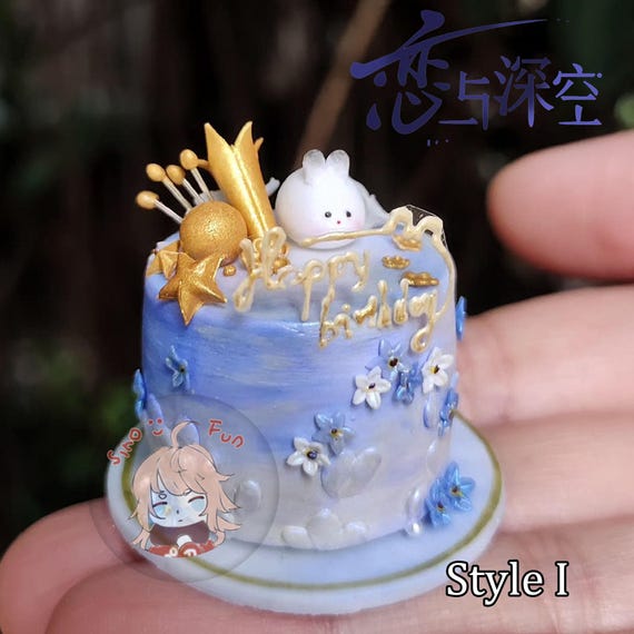 Love and Deepspace Birthday Cake Miniature, Rafayel, Zayne, Xavier