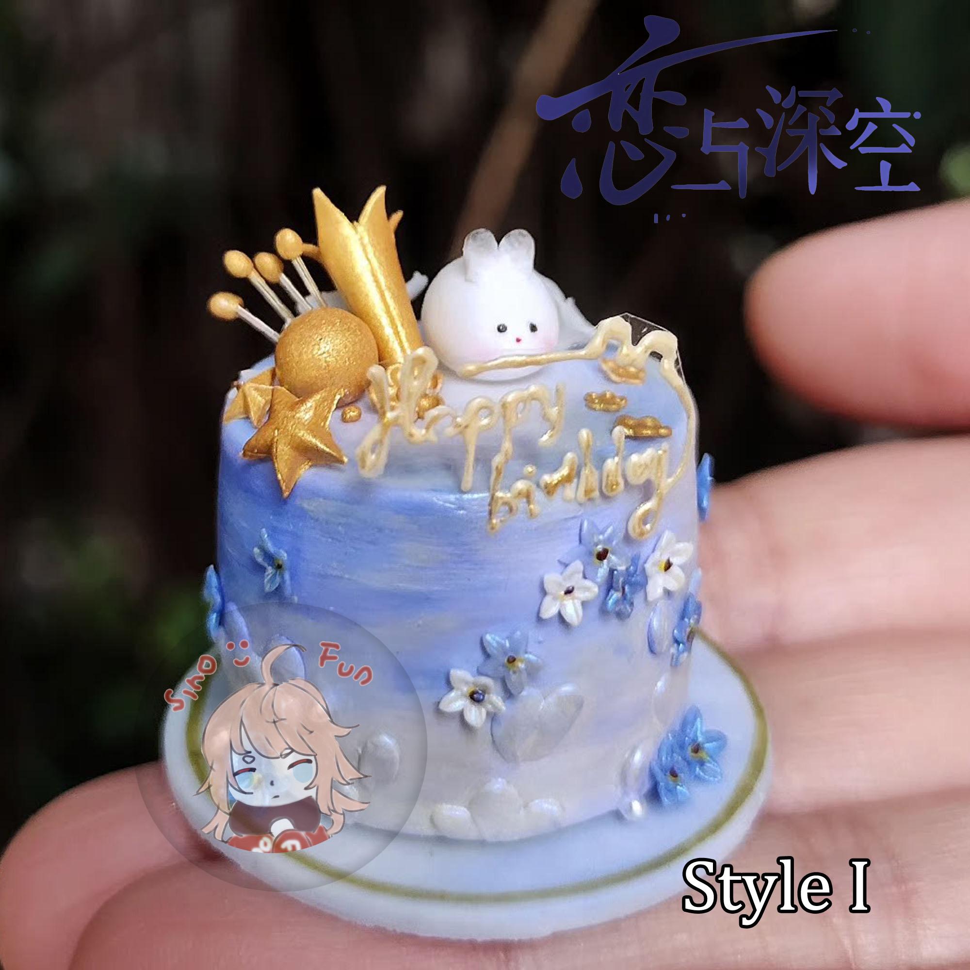 Love and Deepspace Birthday Cake Miniature, Rafayel, Zayne, Xavier