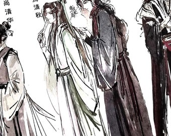 MXTX ダンメイ文字中国風絵画軸、MDZS 中国掛け軸、SVSS 天官の祝福