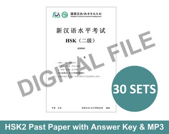 Digital HSK2 Past Paper 30 Sets with MP3 and Answer Key, HSK2 Standard Course