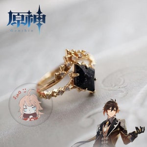 7pcs Game Genshin Impact Hu Tao Ring Cosplay Accessories Rings Set Props  Project Characters Anime Metal Ring Gift For Unisex