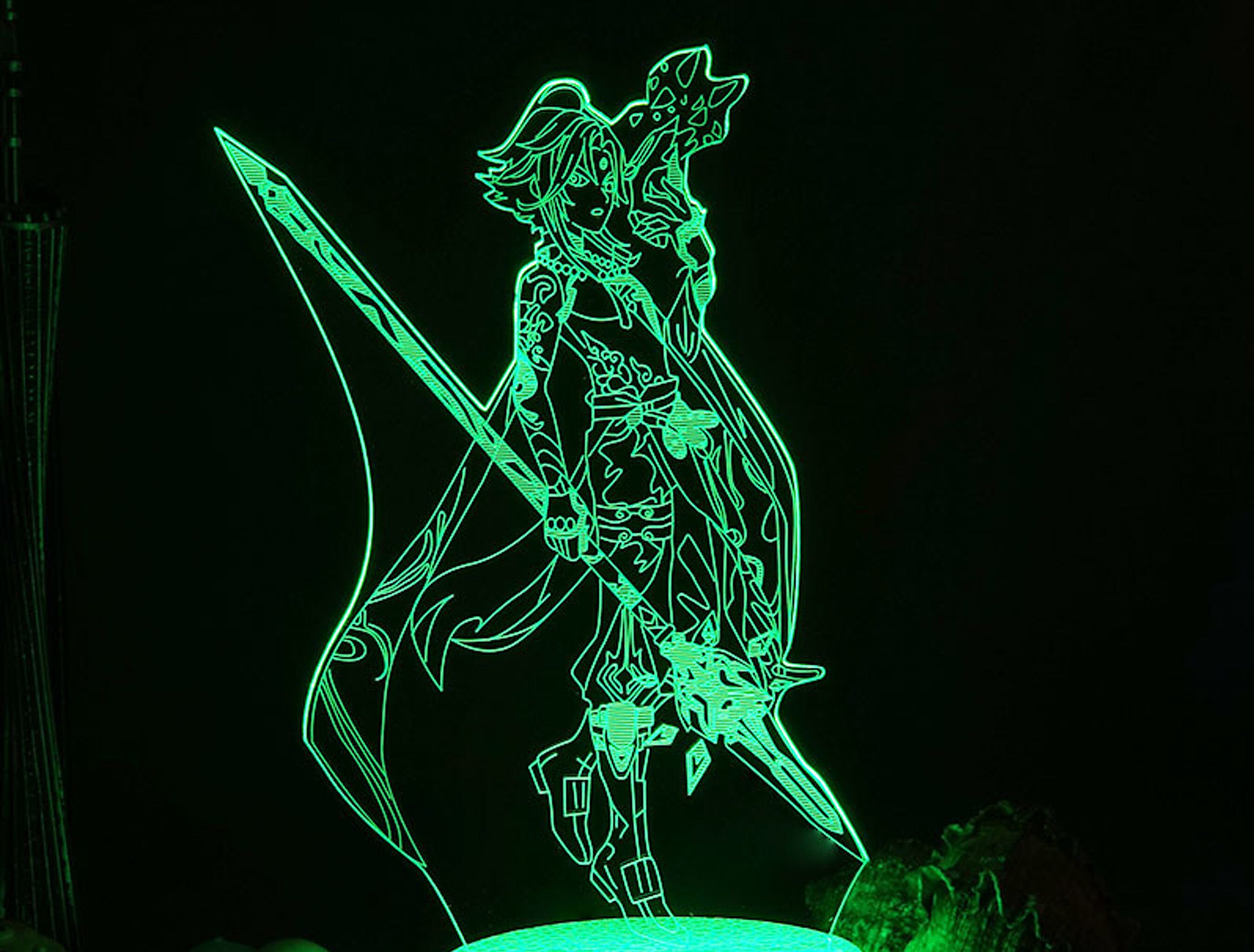 Genshin Impact Game Character LED Lamp Kid Bedroom Night Etsy