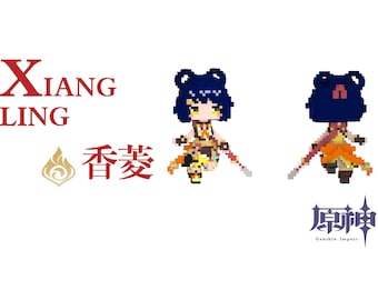 Instant Download Genshin Impact 3D Perler Bead Pattern, Xiangling, Venti, Sucrose, 香菱, 温迪, 砂糖, Xiang Ling Genshin, Venti Genshin Impact