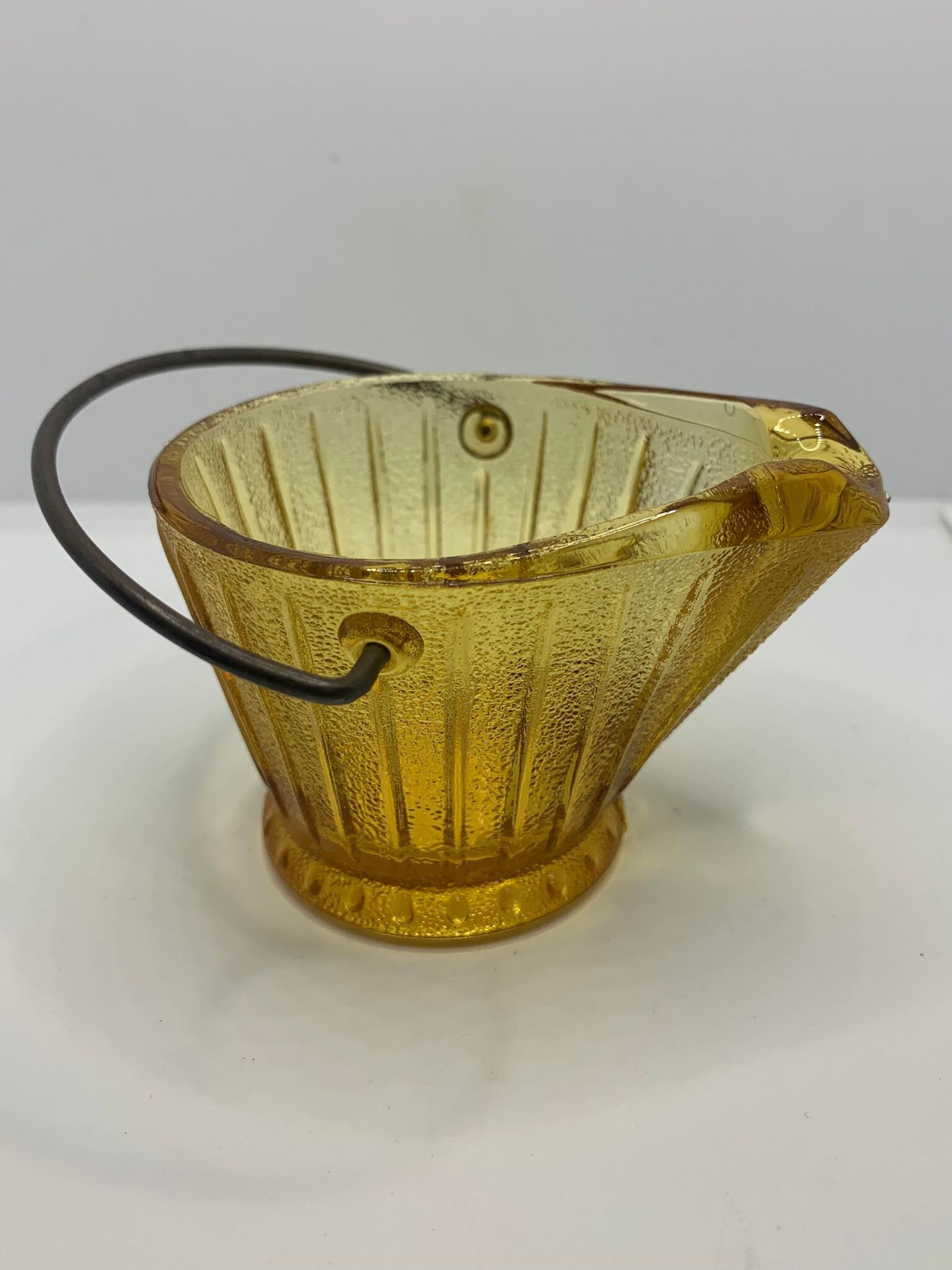 Amber Glass Coal Bucket Ashtray Etsy