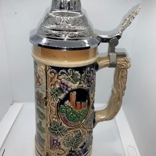 German Beer Handgemalt Pottery Stein