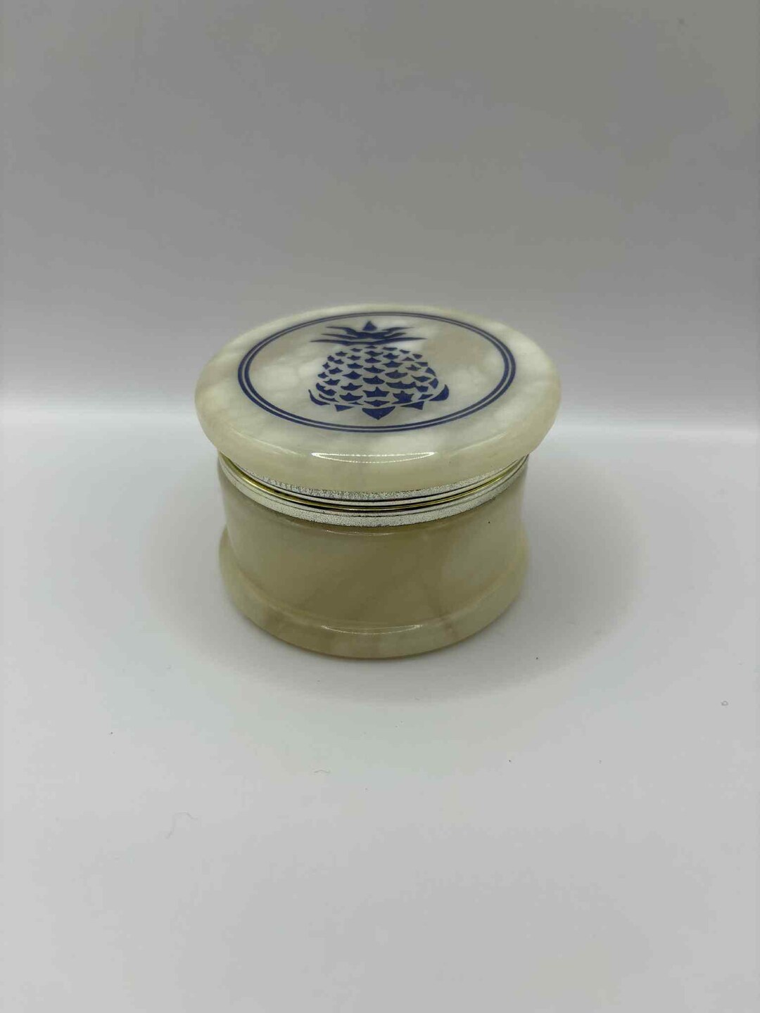Vintage Hinged Trinket Box - Pineapple - Alabaster - Made in Italy