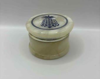 Vintage Klapp Trinket Box - Ananas - Alabaster - Made in Italy