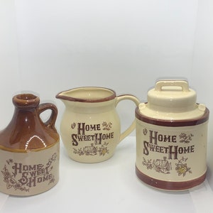 Vintage Kitchen Set - Home Sweet Home, Canister, Creamer and Jug