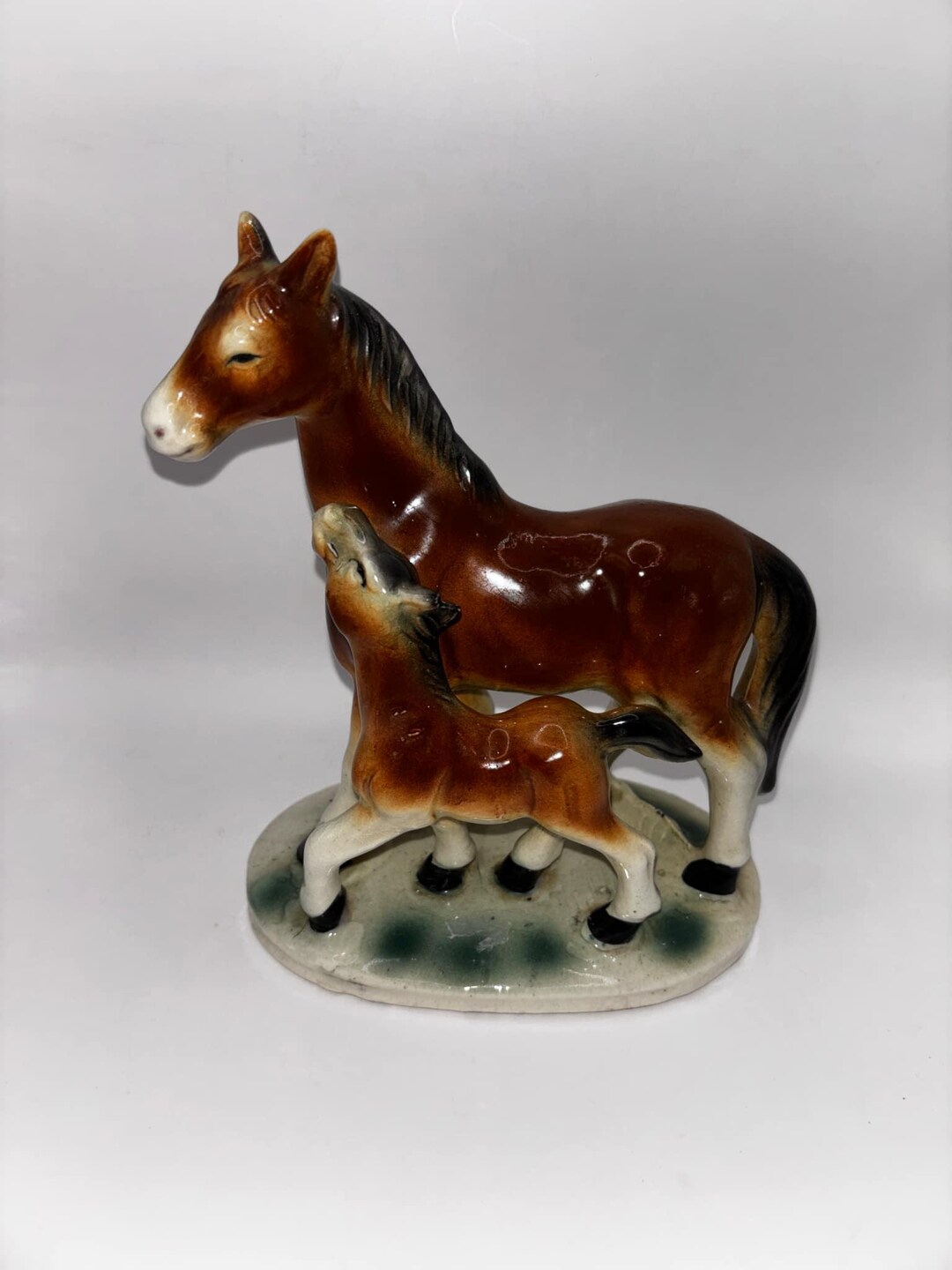 高さ7インチの馬と子馬の置物 - 日本製 - Etsy 日本