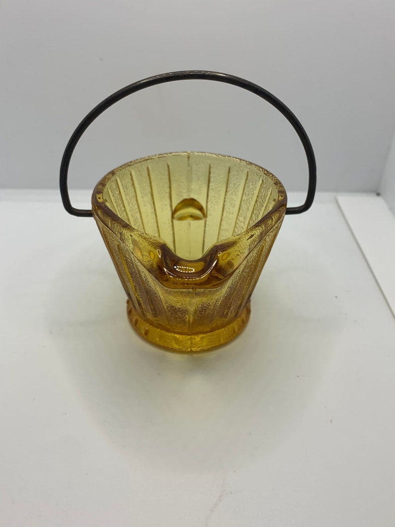 Amber Glass Coal Bucket Ashtray Etsy