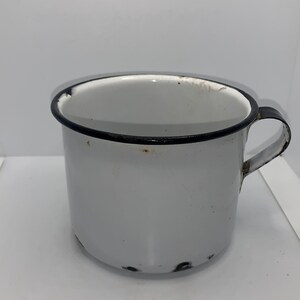 Vintage Enamelware Large White Mug