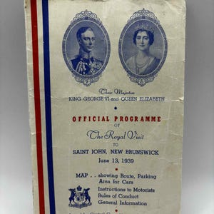 König George VI, Königin Elizabeth Saint John NB Royal Visit 1939 Programm