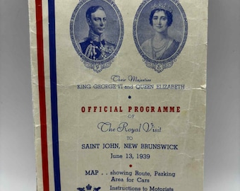 König George VI, Königin Elizabeth Saint John NB Royal Visit 1939 Programm