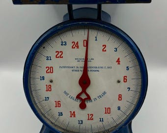 Antike Küchenwaage, 25 Pfund, blau - Dekoration