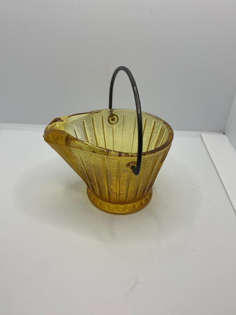 Amber Glass Coal Bucket Ashtray Etsy