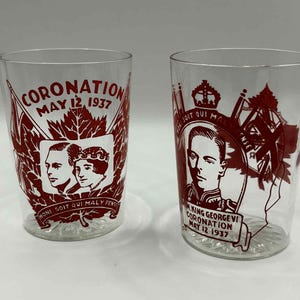 Royal Coronation 1937 - George VI and Queen Elizabeth - Pair of Drinking Glasses