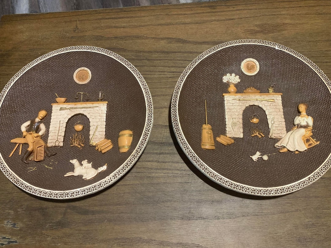 Girotti Sculptured Wall Art Set of 2 Chalkware Farmhouse Etsy UK