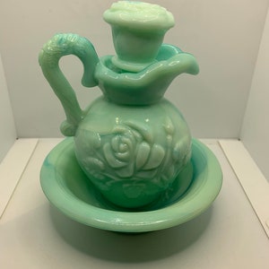 Avon Perfume Decanter Green Vanity Rose Brocca - Lavabo