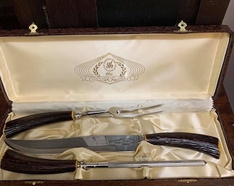 Vintage Cutlers John Palmer 3pc Cutlery SET Bakelite Faux Antler Handles