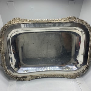 Vintage Silver Ornate Tray - L Bros Old English - EP on Copper