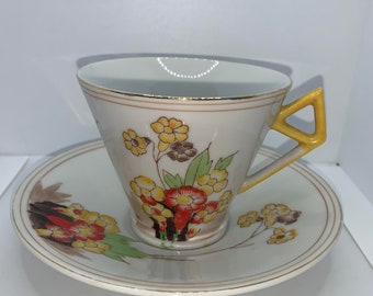 Floral Pattern Teacup and Saucer - Made in Japan