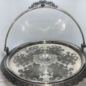 Vintage Silver Plated Ornate Tray with handle