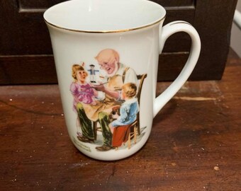 Norman Rockwell Museum - 1982 Spielzeugmacher & Kinder Goldrand Kaffee