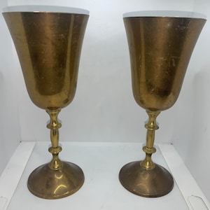 Pair of Brass Goblets Chalice 7in Tall