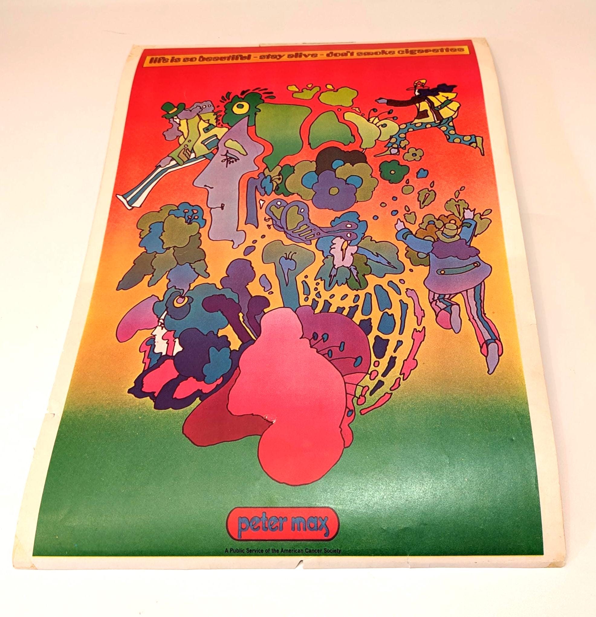 Vintage Peter Max “life is so Beautiful” Anti-smoking Poster