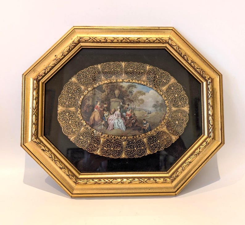 Vintage Italian Florentine Wall Plaque • Octagon Gilt Wood Frame ...