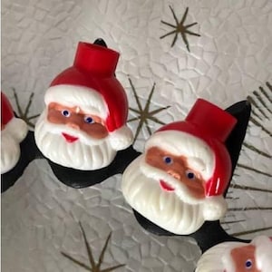 Vintage Santa Head Mini Christmas Light Covers - Santa Claus Christmas Tree Bold Mold Light Covers for Tree Decoration Garland New Old Stock