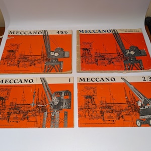 Vintage 1960s 1970s Lot of 4 Meccano Outfit Model Instructions Manuals - England UK Highly Collectible! Building Construction Models Toys
