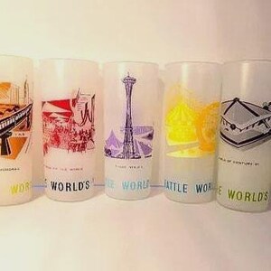 Vintage Libbey Frosted Glasses – 1962 Seattle World’s Fair Souvenir, Set of 7