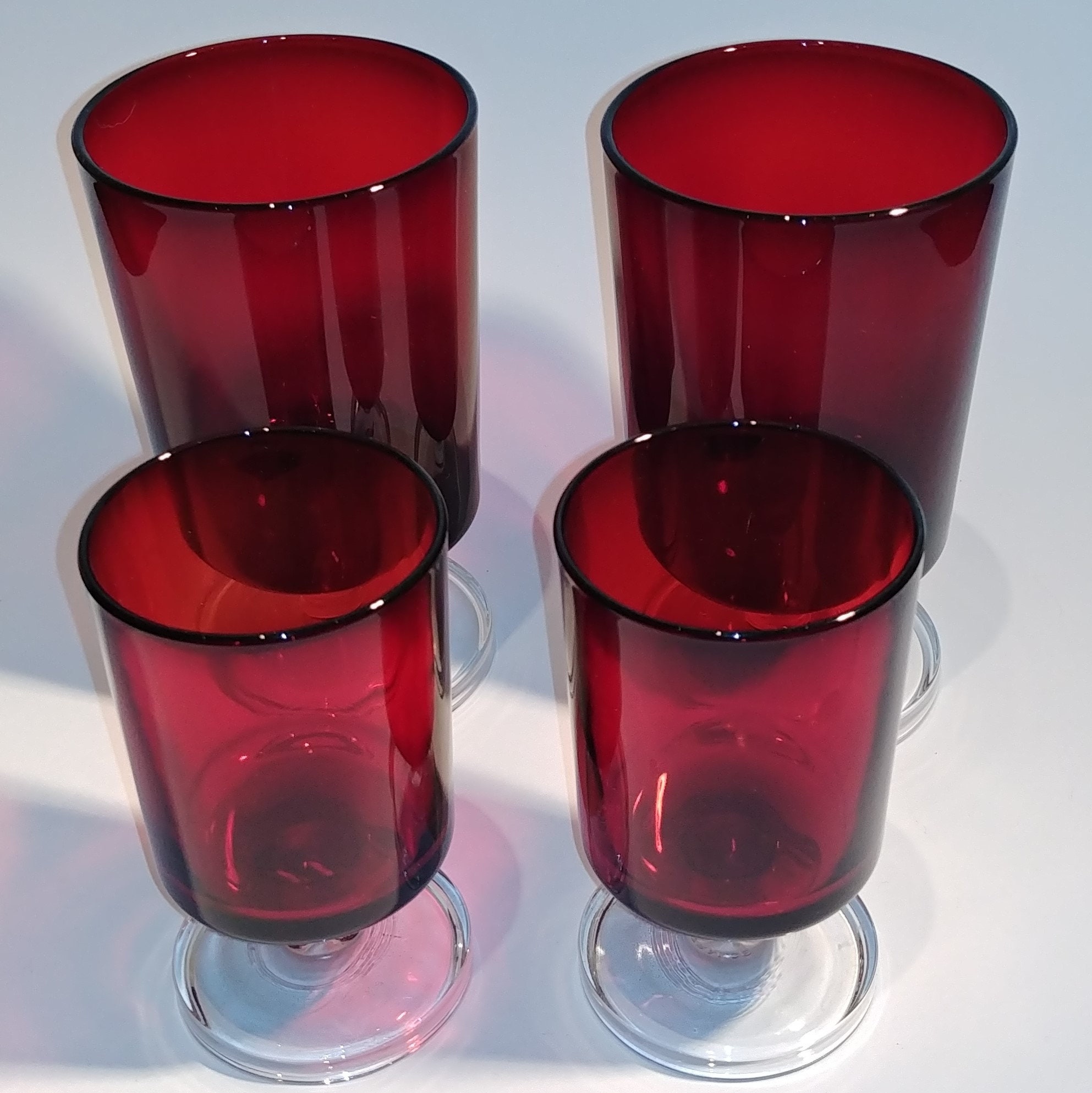 Vintage Arcoroc France Set Lot 4 Ruby Red Stemmed Glasses | Etsy UK