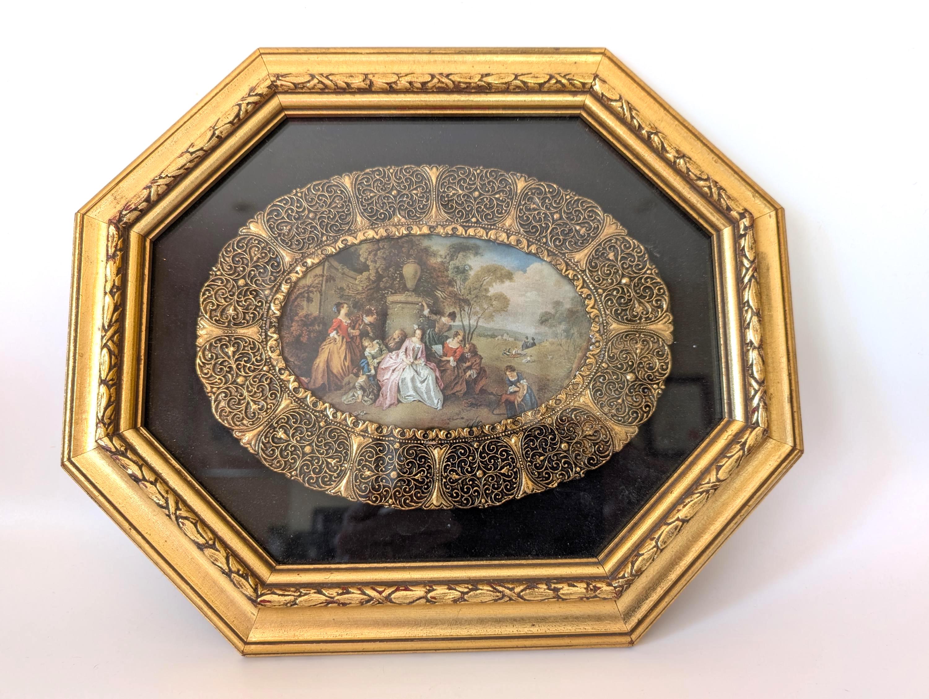 Vintage Italian Florentine Wall Plaque • Octagon Gilt Wood Frame ...