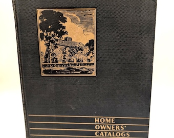 Cataloghi per proprietari di case F. W. Dodge degli anni '30, copertina rigida con pubblicità e illustrazioni a colori.