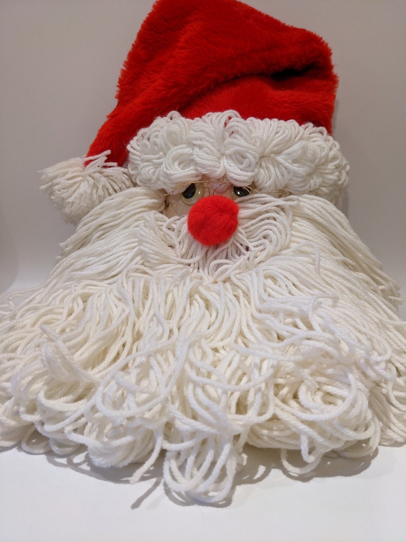Vintage 70s 80s Handmade Bleach Bottle Yarn Santa Claus Christmas Wall