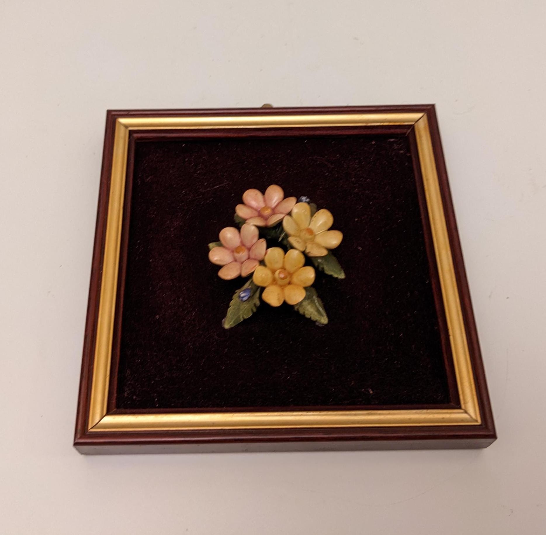 Vintage Capodimonte Floral Art – Framed Italian Porcelain on