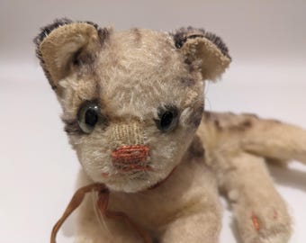 VTG Rare Steiff Ocelot/ozelot ,reclining Wild Cat Orange Eyes
