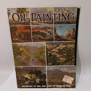 Vintage groot olieverfschilderij kunstboek uit de jaren 70 - Walter T Foster - Vintage Illustrated Softcover Art Education How To referentieboek Kleurenkaart
