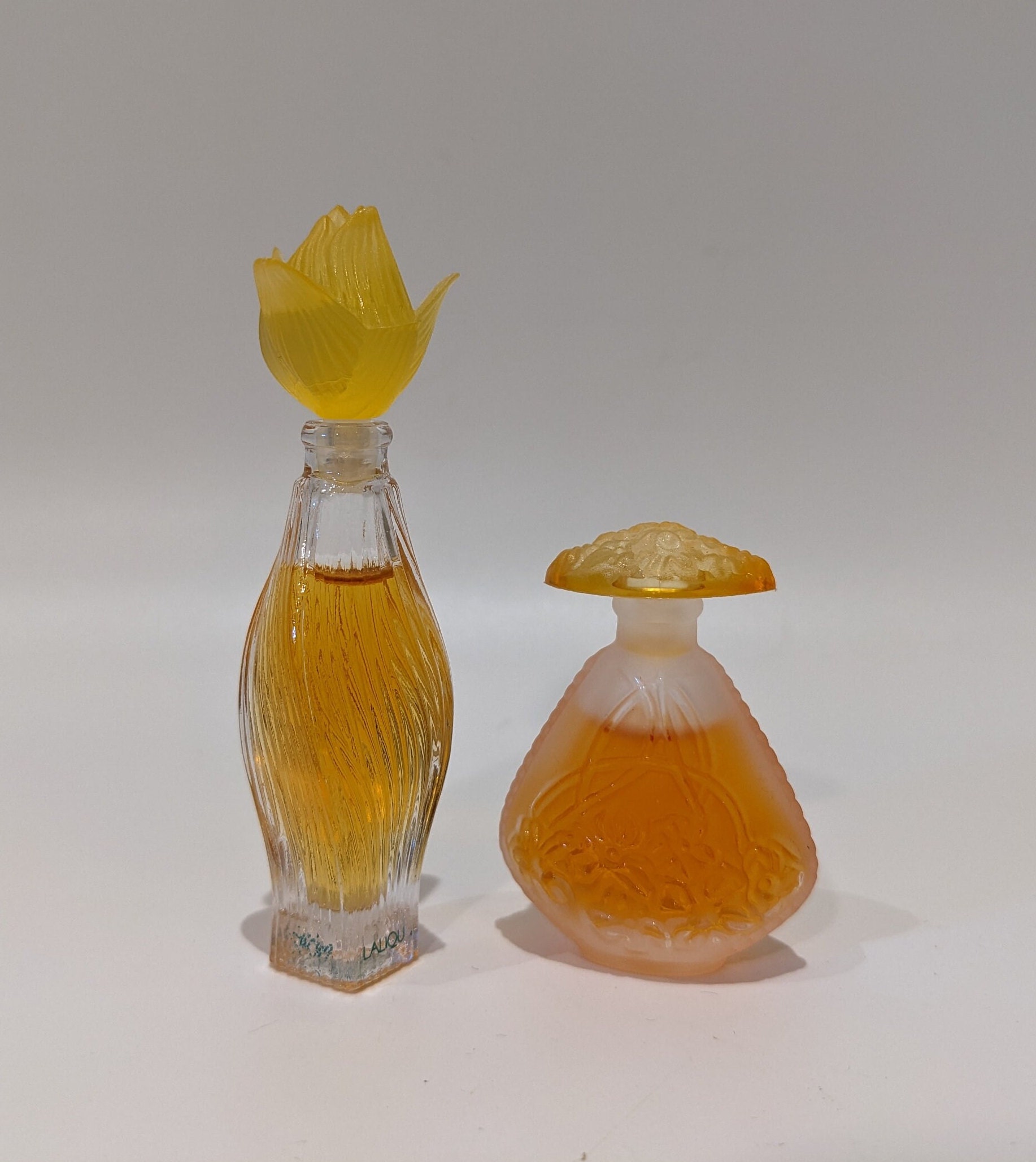 Vintage Lalique Jasmin & Nilang Mini Perfume Bottle Set, 90s Paris
