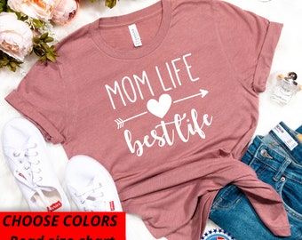 SZ M, Xl, 2xl 3xl, White Graphic, Mom Life Best Life Arrow