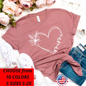 Plus Size, M-3XL, White Graphic, Mimi Heart Shirt, Mothers day gift, GrandMom Shirt, Grandma Shirt, GrandMama shirt, Birthday Gift, 07