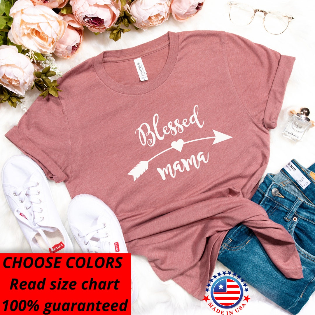 SZ M, Xl, 2xl 3xl, White Graphic, Blessed Mama, Mothers Day Gift