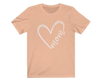 SZ M, Xl, 2xl 3xl, White Graphic, Love Heart Mom, Mothers Day Gift